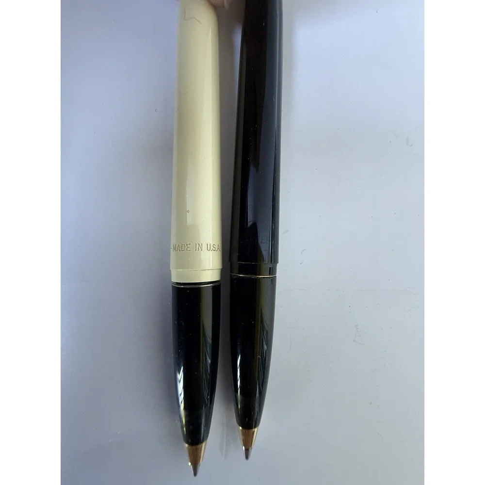 Sheaffer Ballpoint Desk Set - Black and White Pens with Black Marble Base